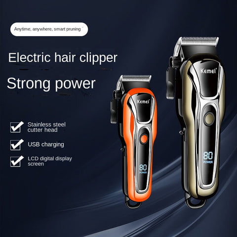 KM-1990 Pro Electric Hair Clipper | LCD Display | Salon & Barber Use