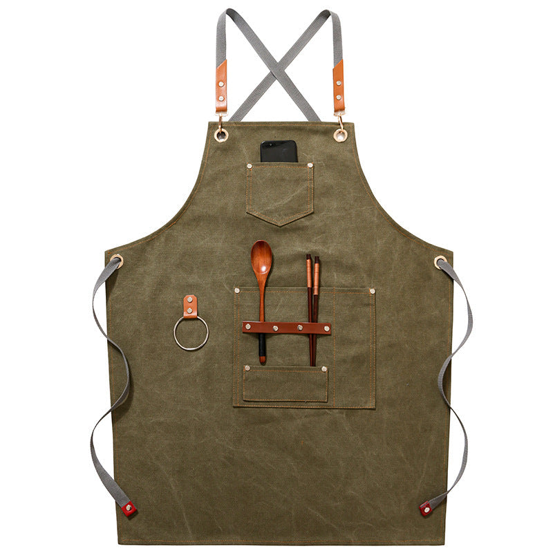 Apron Denim Canvas Cafe Barber Restaurant Unisex Workwear Custom Logo