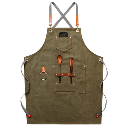Apron Denim Canvas Cafe Barber Restaurant Unisex Workwear Custom Logo