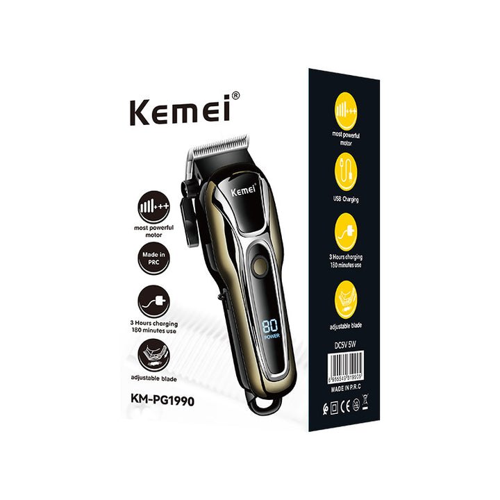 KM-1990 Pro Electric Hair Clipper | LCD Display | Salon & Barber Use