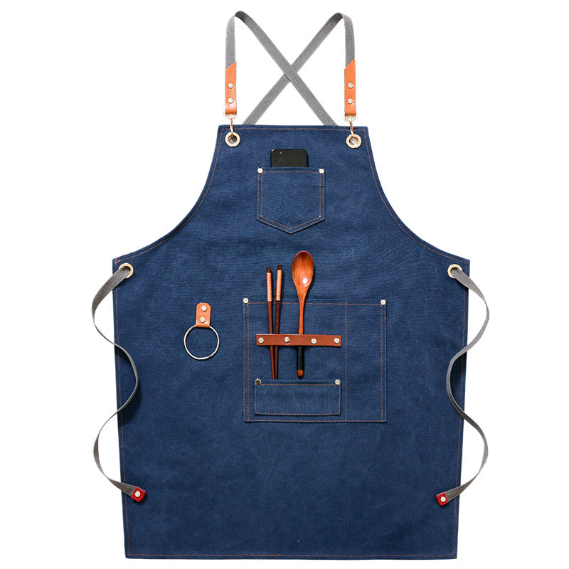 Apron Denim Canvas Cafe Barber Restaurant Unisex Workwear Custom Logo