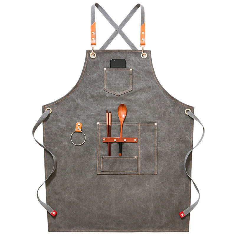 Apron Denim Canvas Cafe Barber Restaurant Unisex Workwear Custom Logo