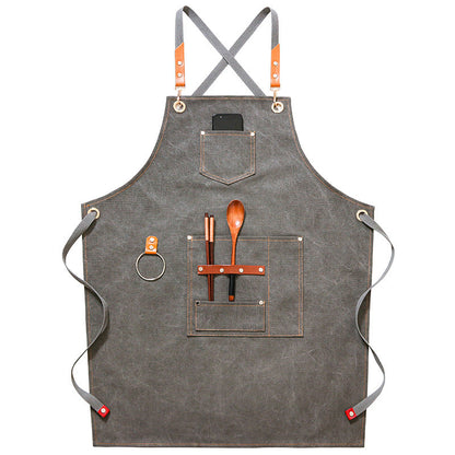 Apron Denim Canvas Cafe Barber Restaurant Unisex Workwear Custom Logo