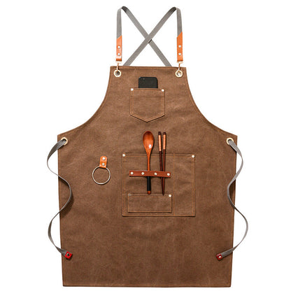 Apron Denim Canvas Cafe Barber Restaurant Unisex Workwear Custom Logo